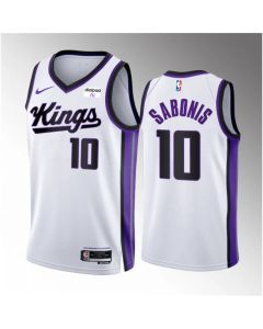 Men's Sacramento Kings #10 Domantas Sabonis White 2023/24 Association Edition Swingman Stitched Basketball Jersey
