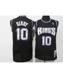 Men's Sacramento Kings #10 Mike Bibby 2001-02 Black Throwback Stitched Jersey