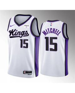 Men's Sacramento Kings #15 Davion Mitchell White 2023/24 Association Edition Stitched Basketball Jersey