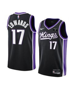 Men's Sacramento Kings #17 Kessler Edwards Black 2023/24 Icon Edition Swingman Stitched Basketball Jersey