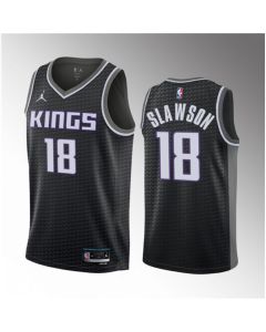Men's Sacramento Kings #18 Jalen Slawson Black 2023 Draft Statement Edition Stitched Jersey