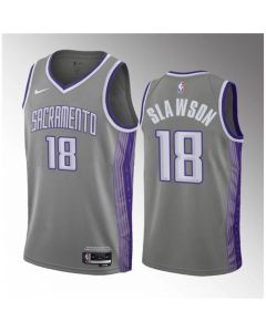 Men's Sacramento Kings #18 Jalen Slawson Grey 2023 Draft City Edition Stitched Jersey