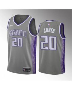 Men's Sacramento Kings #20 Colby Jones Grey 2023 Draft City Edition Stitched Jersey