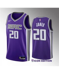 Men's Sacramento Kings #20 Colby Jones Purple 2023 Draft Icon Edition Stitched Jersey