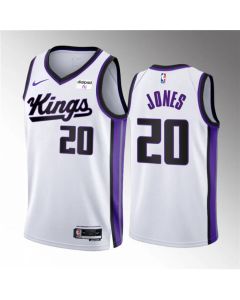 Men's Sacramento Kings #20 Colby Jones White 2023/24 Association Edition Stitched Basketball Jersey