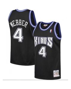 Men's Sacramento Kings #4 Chris Webber Black 1998-1999 Throwback Stitched Jersey