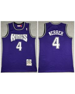 Men's Sacramento Kings #4 Chris Webber Purple Throwback Stitched Jersey