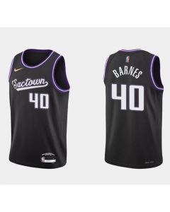 Men's Sacramento Kings #40 Harrison Barnes 2021/22 Black 75th Anniversary City Edition Stitched Basketball Jersey