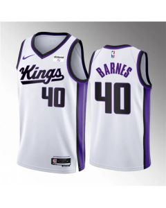 Men's Sacramento Kings #40 Harrison Barnes White 2023/24 Association Edition Swingman Stitched Basketball Jersey