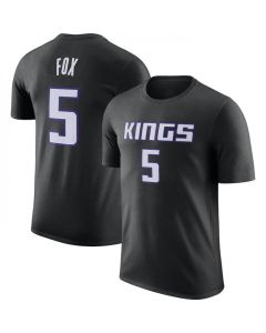 Men's Sacramento Kings #5 De'Aaron Fox Black 2022/23 Statement Edition Name & Number T-Shirt