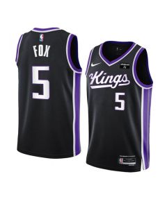 Men's Sacramento Kings #5 De'Aaron Fox Black Jersey
