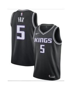 Men's Sacramento Kings #5 De'Aaron Fox Black Statement Edition Stitched Jersey