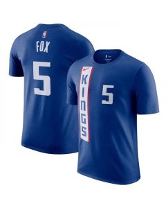 Men's Sacramento Kings #5 De'Aaron Fox Blue 2023/24 City Edition Name & Number T-Shirt