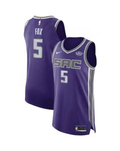 Men's Sacramento Kings #5 De'Aaron Fox Purple Icon Edition Stitched Jersey