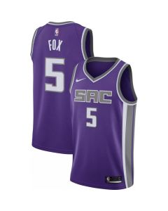 Men's Sacramento Kings #5 De'Aaron Fox Purple Stitched Jersey