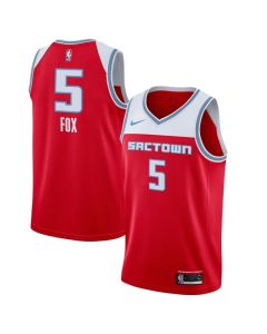 Men's Sacramento Kings #5 De'Aaron Fox Red 2019 City Edition Swingman Stitched NBA Jersey