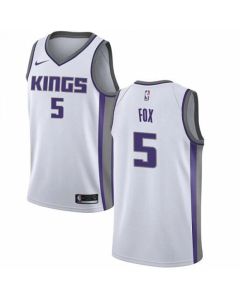Men's Sacramento Kings #5 De'Aaron Fox White Stitched Jersey