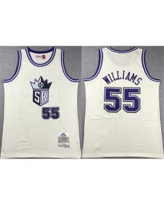 Men's Sacramento Kings #55 Jason Williams White Throwback Stitched Jersey