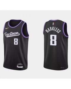 Men's Sacramento Kings #8 Maurice Harkless 2021/22 Black 75th Anniversary City Edition Stitched Basketball Jersey