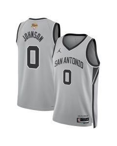 Men's San Antonio Spurs #0 Keldon Johnson Silver 2026 NBA Finals Patch Swingman Statement Edition Jersey (Silver)
