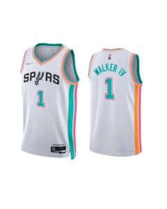 Men's San Antonio Spurs #1 Lonnie Walker IV 2021/22 White City Edition Stitched Jersey