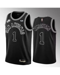 Men's San Antonio Spurs #1 Victor Wembanyama Black 2022/23 Classic Edition Stitched Basketball Jersey (Black)