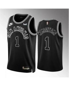 Men's San Antonio Spurs #1 Victor Wembanyama Black 2022/23 Classic Edition Stitched Basketball Jersey