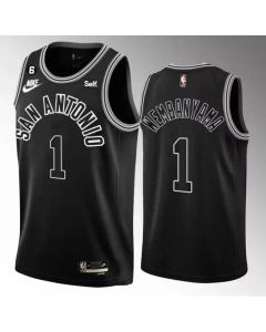 Men's San Antonio Spurs #1 Victor Wembanyama Black 2022/23 Classic Edition With NO.6 Patch Stitched Basketball Jersey