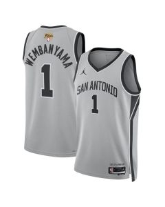 Men's San Antonio Spurs #1 Victor Wembanyama Silver 2026 NBA Finals Patch Swingman Statement Edition Jersey