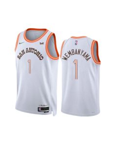 Men's San Antonio Spurs #1 Victor Wembanyama White 2023/24 City Edition Stitched Basketball Jersey