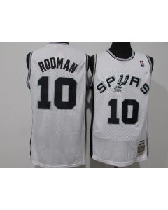 Men's San Antonio Spurs #10 Dennis Rodman 1983-84 White Throwback Stitched Jersey