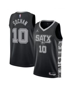 Men's San Antonio Spurs #10 Jeremy Sochan Black 2022/23 Statement Edition Stitched Basketball Jersey