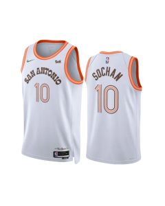 Men's San Antonio Spurs #10 Jeremy Sochan White 2023/24 City Edition Stitched Basketball Jersey
