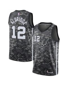 Men's San Antonio Spurs #12 Lamarcus Aldridge Black City Edition Swingman Stitched Jersey