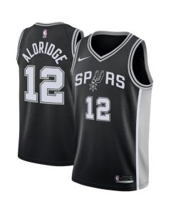 Men's San Antonio Spurs #12 Lamarcus Aldridge Black Icon Edition Swingman Stitched Jersey