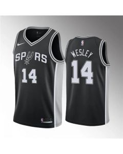 Men's San Antonio Spurs #14 Blake Wesley Black Icon Edition Stitched Jersey