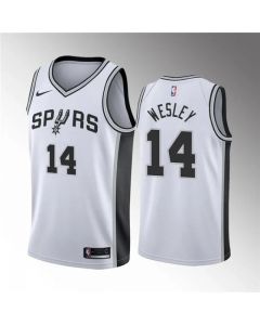 Men's San Antonio Spurs #14 Blake Wesley White Association Edition Stitched Jersey