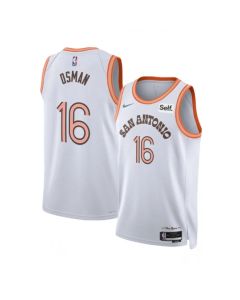 Men's San Antonio Spurs #16 Cedi Osman White 2023/24 City Edition Stitched Basketball Jersey