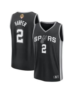 Men's San Antonio Spurs #2 Dylan Harper Black 2026 NBA Finals Patch Fast Break Icon Edition Jersey (Black)