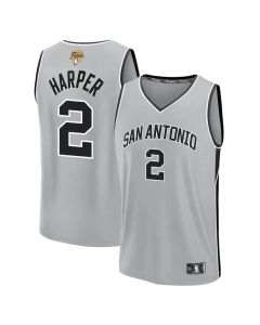 Men's San Antonio Spurs #2 Dylan Harper Silver 2026 NBA Finals Patch Fast Break Statement Edition Jersey (Silver)