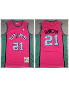 Men's San Antonio Spurs #21 Tim Duncan 1998-99 Pink Throwback Stitched Jersey