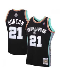 Men's San Antonio Spurs #21 Tim Duncan Black 2020 Hardwood Classics Swingman Stitched Jersey