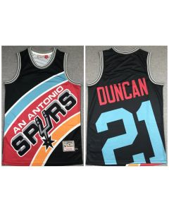 Men's San Antonio Spurs #21 Tim Duncan Black Big Face Stitched Jersey