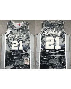 Men's San Antonio Spurs #21 Tim Duncan Black/White Classics Swingman Stitched Jersey