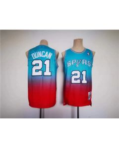 Men's San Antonio Spurs #21 Tim Duncan Blue/Red Stitched Basketball Jersey