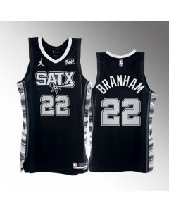 Men's San Antonio Spurs #22 Malaki Branham 2022/23 Black Black Stitched Basketball Jersey