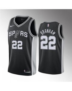 Men's San Antonio Spurs #22 Malaki Branham Black Icon Edition Stitched Jersey
