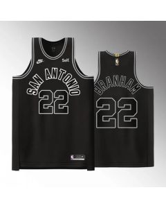 Men's San Antonio Spurs #22 Malaki Branham Black Stitched Basketball Jersey