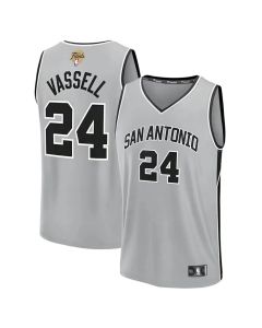 Men's San Antonio Spurs #24 Devin Vassell Silver 2026 NBA Finals Patch Fast Break Statement Edition Jersey
