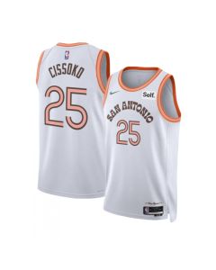 Men's San Antonio Spurs #25 Sidy Cissoko White 2023/24 City Edition Stitched Basketball Jersey